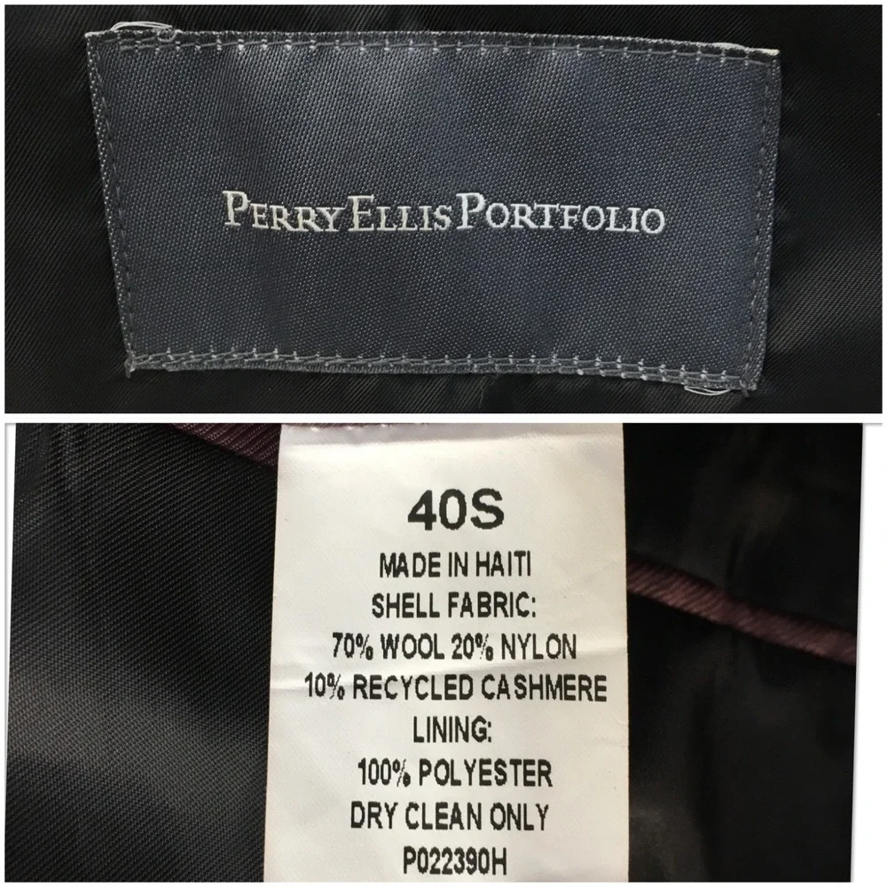 NEW PERRY ELLIS Mens‎ Long Coat Casual Trench Jacket Size 40S Classic Wool Suit
